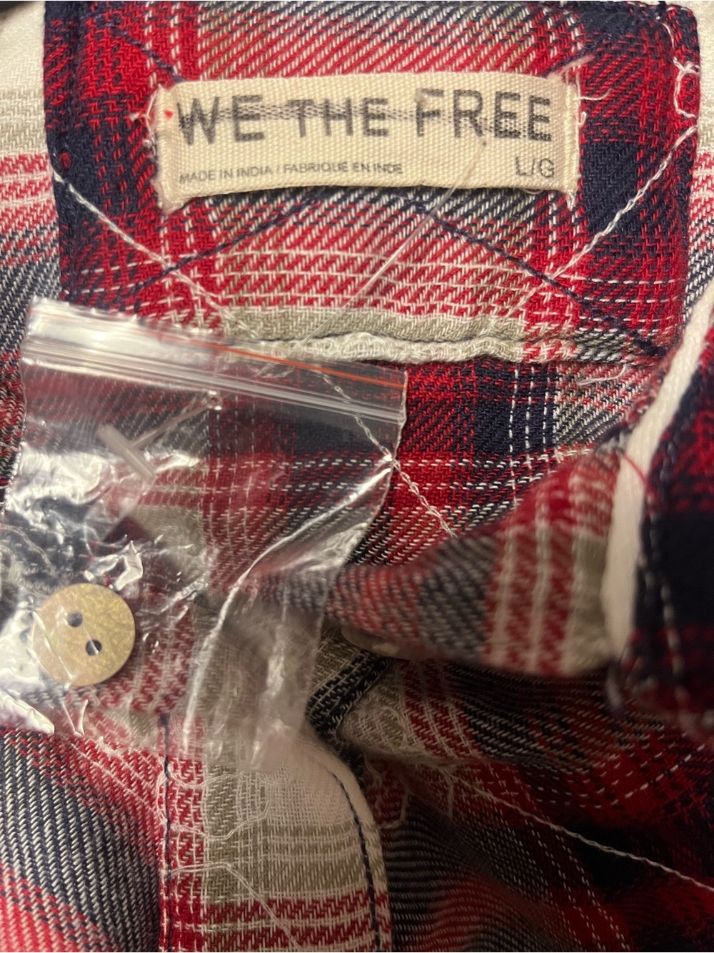Free People/ We The Free Georgia Plaid Embroidered In Ivory Combo Size Large - Picture 7 of 8